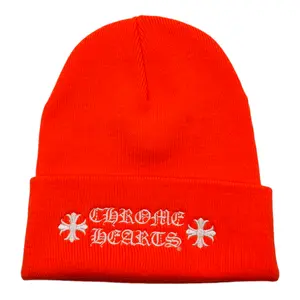 Chrome Hearts Embroidered Logo Beanie - Orange and White Color Options