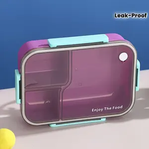 1pc Multi-Color Compartment Leak-Proof Bento Box for Travel, Business Trips, Commuting, School, and Takeout! Made of Food-grade Safe Materials for Worry-free Meal Handling. Multiple Compartments Eliminate Food Mixing, and the Secure Snap-lock Lid