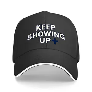 Trucker Hat Dad Hat Baseball Cap,100% Cotton Washed Cap,Breathable Mesh Back,Adjustable Snapback,Curved Brim,Unisex for Men Women,Keep Showing Up Relatable Statement Hat,Outdoor Gift for Strength and Dedication