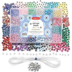 Incraftables Evil Eye Beads for Jewelry Making (24 Colors). Best Evil Eye Bracelets kit (720pcs). Round Evil Eye Glass Beads for DIY Charms & Necklace for Kids & Adults with Elastic String & Clasps