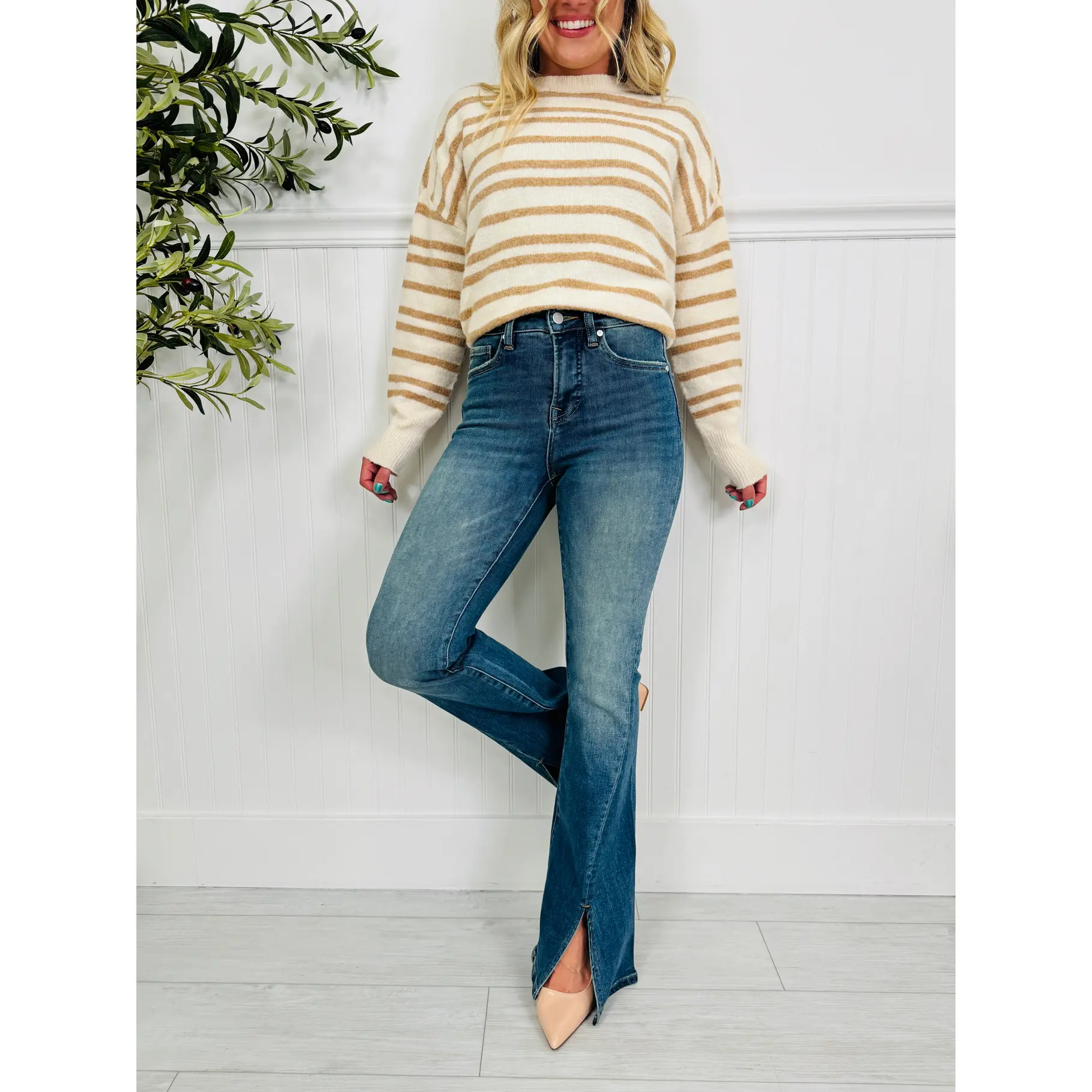 Split Decision Tummy Control Flare Jeans
