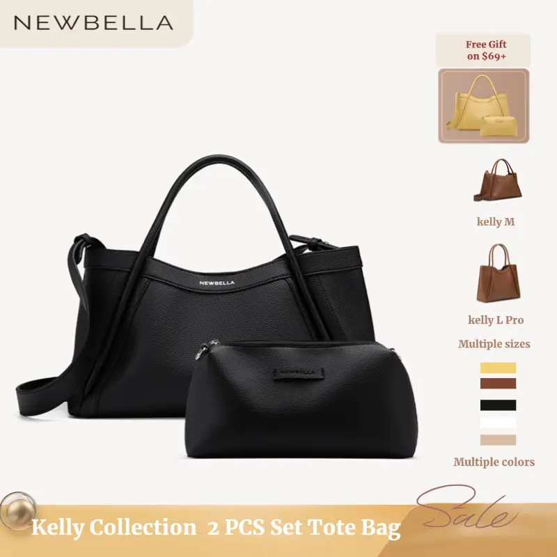 NEWBELLA Kelly Collection 2 PCS Set Tote Bag PU Leather/Kelly L /kelly M Magnetic Closure, No Internal Compartments, 2025 , Vegan Leather,day gift, Ma