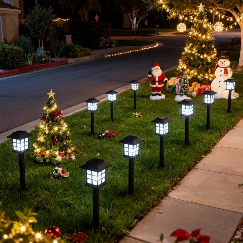 24-Piece Set of Imperial-Style White Light Garden Lights Solar-Powered Outdoor Security Lights Waterproof Christmas Decorative Lights Ideal for Home Gardens and Autumn Festival Party Decorations