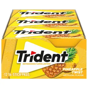 Trident Pineapple Twist Sugar-Free Chewing Gum, 12 Packs of 14 Pieces (168 Total Pieces)