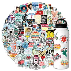100 nurse's day series stickers, cartoon nurse's day doctor stethoscope graffiti stickers, luggage stickers