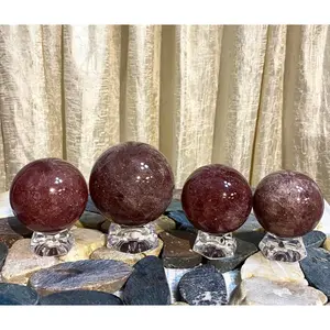 Wholesale Lot3 to 4 Pcs Natural Strawberry Quartz Spheres Crystal Ball 1.9-2 Lb