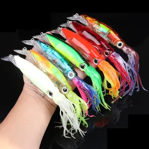 7pcs Lifelike Squid Fishing Lures Set - Luminous Artificial Bait With 3D Eyes, Treble Hook for Sea Fishing