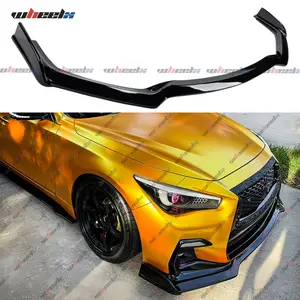 For 2018-2024 Infiniti Q50 Sport Models Winglet Style Front Bumper Lip Splitter Gloss Black