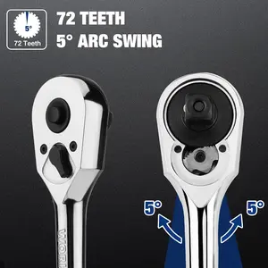 1/2-Inch Drive Ratchet, Quick-Release Reversible Ratchet Wrench, 72- 1/2 Drive Ratchet Handle, Chrome Alloy Made, Cr-Mo