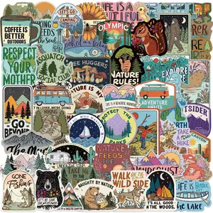 50pcs Camping Stickers, Waterproof Vinyl Stickers for Laptop, Travel, Hiking, Bike, Bumper, Suitcase, Car, Wilderness, Nature, Sticker Decals