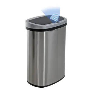 13 Gallon Stainless Steel Touchless Kitchen Trash Can with Motion Sensor for Indoor Use Silver