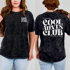 Cool Aunt Printed Wash Tee, Soft Washed Cotton, Great Gift For Sisters & Aunts Wash Tee, Unisex Premium Washed Cotton Shirt, Casual Clothing