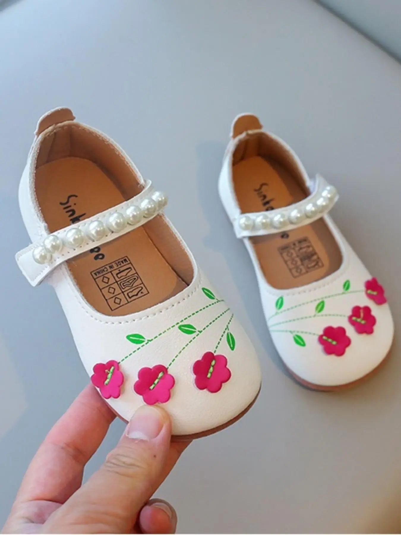 Fashionable Flower Decorated PU Leather Flats, Casual Comfortable Breathable Lightweight Soft Sole Flats for Daily Wear, Perfect for Children's Daily
