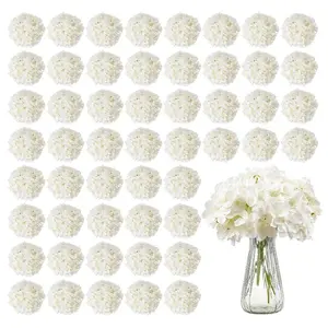 VEVOR Artificial Flowers, 65 pcs Real Looking White Silk Fake Hydrangea Bulk, White Faux Bridal Shower with Stems for DIY Wedding Bouquets, Home Centerpieces Arrangements, Party Tables Decorations