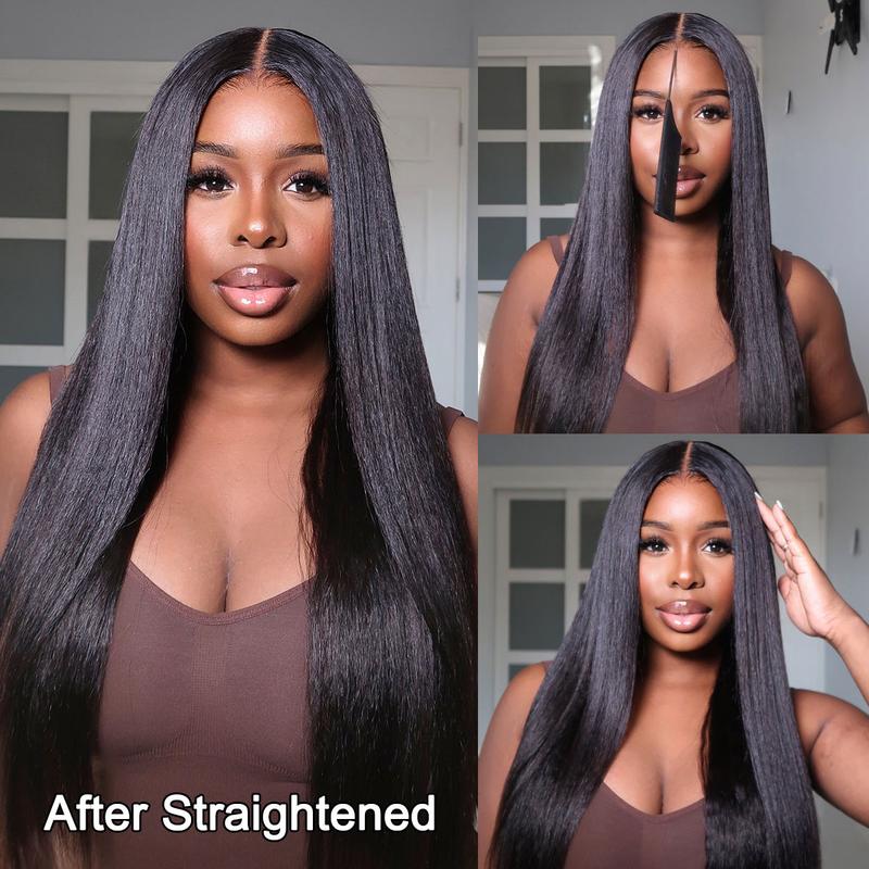 OQHAIR Kinky Straight 7x5 HD Lace Glueless Wig Pre Bleached Tiny Knots Pre Cut Lace Closure Glueless Wigs Human Hair