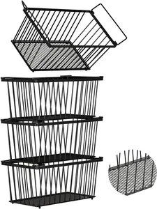 Enhanced Leak-Proof Bottom - Freezer Organizer Bins ，4 Pack Stackable Deep Freezer Organizer Bins for 7 Cu.FT Small Chest Freezer，organization and storage，pantry organizers(4 Pack-black)