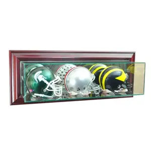 Perfect Cases  Wall Mounted Triple Mini Football Display Case- Cherry