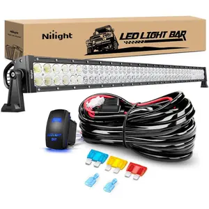 Nilight 42-Inch 240W Car LED Light Bar, Spot-Flood Combo with 14AWG 5-Pin Rocker Switch Wiring Kit, Adjustable Angle Side Mounting Brackets, Bright and White Illumination for Trucks, SUVs (Car LED Lights)