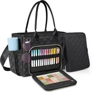 Large  Bag with  Cover Case for Women, Church Bag with  Strap, Quilted  Cover for  Study Supplies, a Christian  for Women, Black