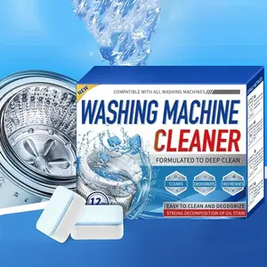 Washing Machine Cleaner Tablets, Deep Cleaning Agent with Oxi, Suitable for Front and Top Load Washers, 12-Month Odor Eliminator Supply, Wash Supplies