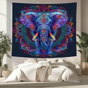 Mandala Elephant Pattern Tapestry, 1 Count Aesthetic Wall Hanging Decor, Wall Decor Tapestry for Bedroom Home Office Decor