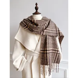 Unisex Fashion Plaid Scarf for Autumn Winter, Warm Small Grid Design, Stylish Accessory for Men Women, 30x180 Cm Size turban