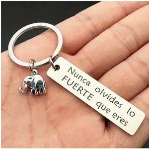 temu Spanish keychain, simple elephant pendant, novel men's key chain, metal keychain, small pendant -HN331-17