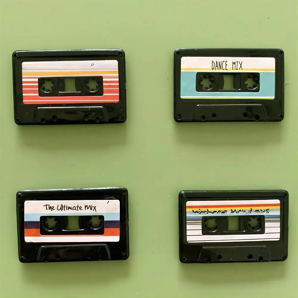 Cassette Tape and Record Design Refrigerator Magnet, 4 Counts/set Vintage Refrigerator Magnets for Kitchen Decoration, Cute and Unique Gift