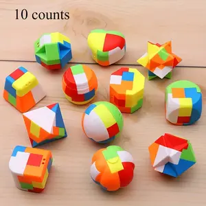 10-Piece Colorful Brain Teaser Puzzle Set, Plastic Intelligence Game Kit, Interlocking Educational Toys for Iq Logic Fun & Leisure Activities