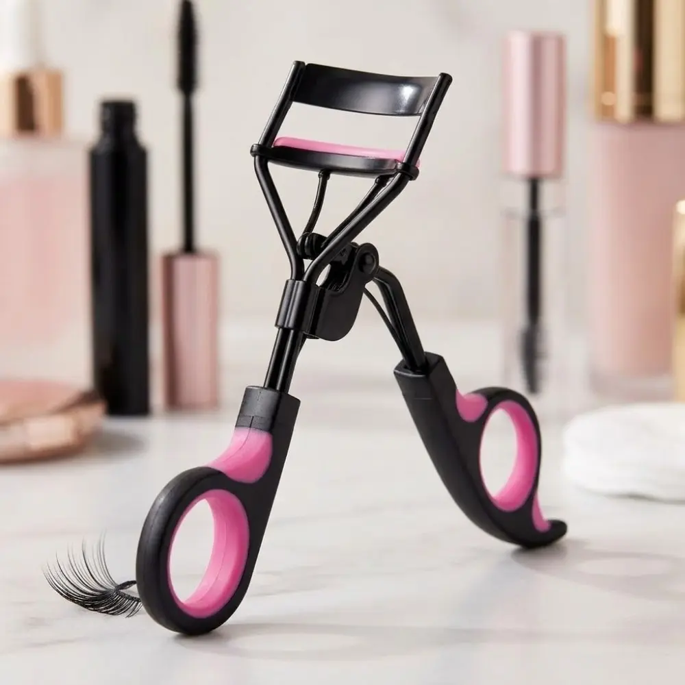 Professional Waterproof Eyelash Curler with Anti-Slip Grip, Ergonomic Mini Travel Size, Stainless Steel, and Replaceable Silicone Pad for Pain-Free Curling. Zero-Gravity Technology for All Eye Shapes, Quick Makeup Tool, Durable Finish.