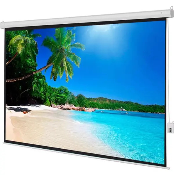 Projection Motorized Screen 100" 4:3 Aspect Ratio Matte White Surface Dual Installation Motorized Operation with Remote Control