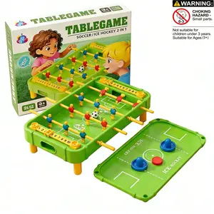 2-In-1 Tabletop Soccer and Mini Sticks Hockey Game for Kids, Mini Foosball Table Game Set, Sports Toy for Boys Girls, Fun Indoor Activity, Durable Design