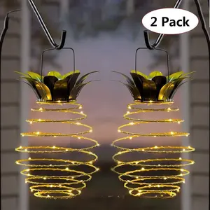 Solar Pineapple Lantern, LED Copper Wire Solar Light, Waterproof Hanging Garden Decor for Patio, Yard, Balcony