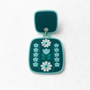 FDT teal floral earrings - Forget me not, Daisy, Tulip Design for fashion accessories