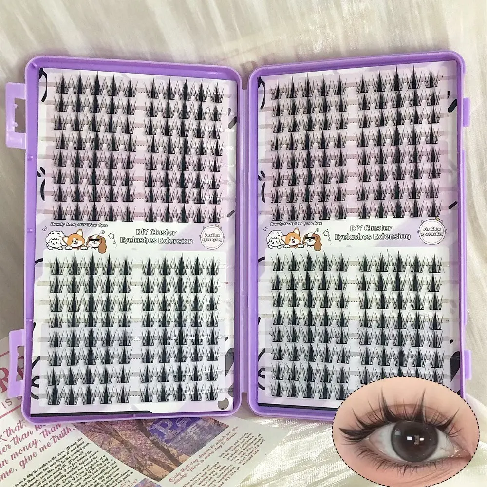 Anime Lashes DIY Eyelash Cluster Eye Extensions Korean Makeup False Eyelashes Curly Lashes Women Gift Spike Anime Lashes Cartoon Rabbit Tip Design Fluffy Eyelash Clusters