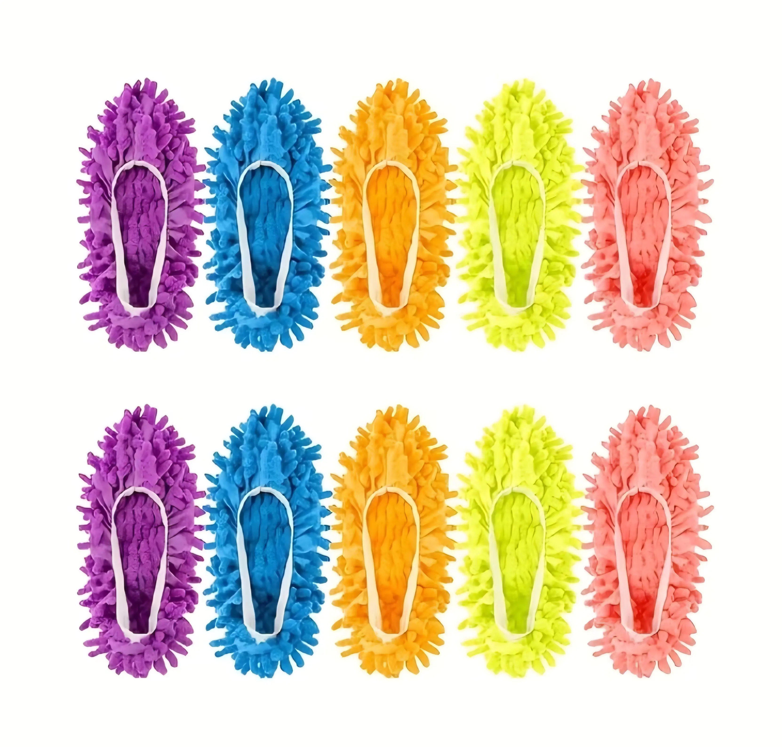 10 Pcs Reusable Microfiber Shoe Covers for Slippers & Shoes-Soft Washable Non-Slip Floor Cleaning Foot Socks, 5 Vibrant Colors for Home & Hardwood Floors, Solid Design, Durable Sole