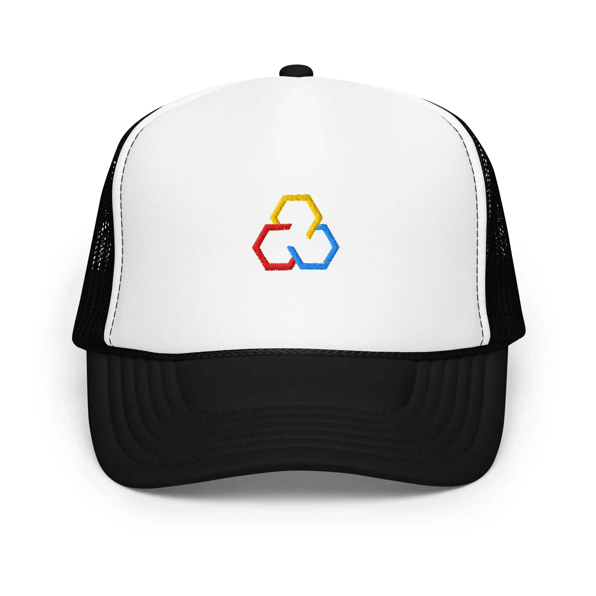 Unisex High-Profile Polyester Foam Trucker Hat - Adjustable Snapback Breathable Mesh Braided Braid Cap, Adjustable Hat, One Size, Casual Wear Accessory