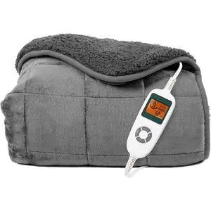 Heated Weighted Blanket 10 lbs, Heavy Electric Throw Blanket with Premium Glass Beads, Twin Size, Cozy Soft Flannel, 10 Heating Settings, Perfect Present for Winter, Women, Mother's day Christmas, New Year Gift