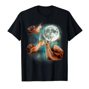 Three Snail Moon Mollusks Howling Weird Cursed T-Shirt for Men Women Cotton Summer Top Tee, graphic tees, meme shirts