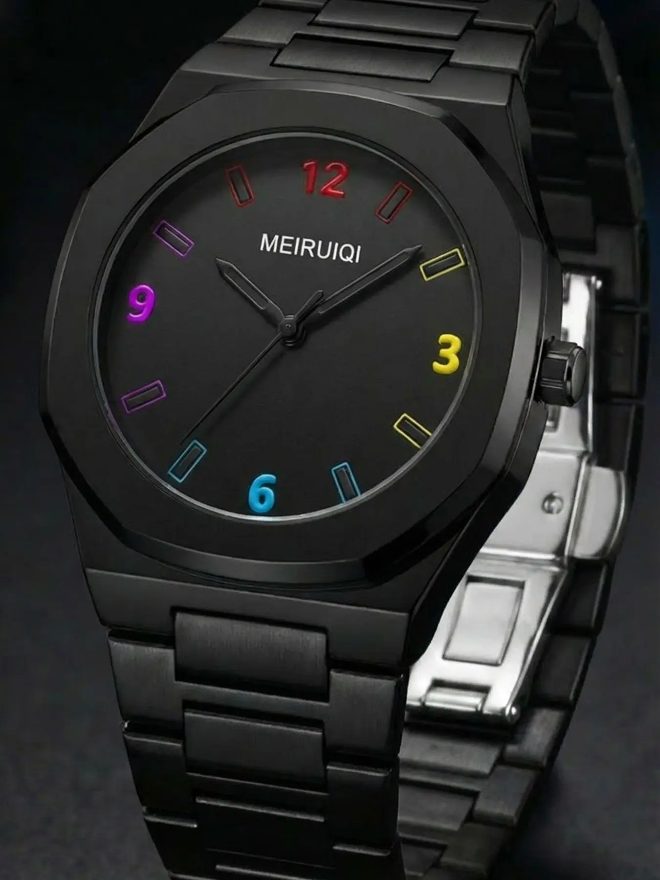 Men's Elegant Analog Business Quartz Watch, Round Dial, Resin Case, All Seasons, Plain Pattern, On3805 Model, Battery Included