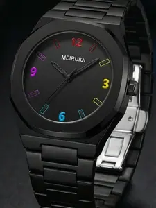Men's Business Fashion Round Dial Quartz Watch, Casual Analog Watch, Simple Style Wristwatch, Trendy Matching Watch As Gift for Men with Box, Business Fashion Watches