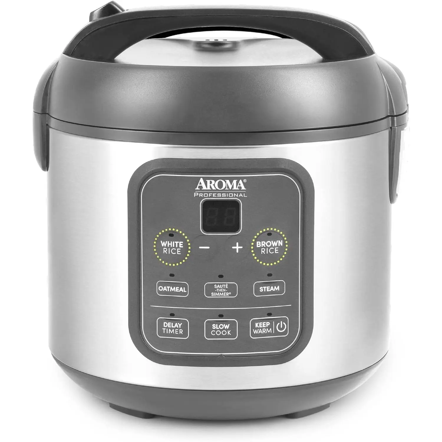 Professional Digital Rice Cooker Multicooker 4-Cup Uncooked / 8-Cup Cooked Steamer Slow Cooker Grain Cooker 2Qt Stainless Steel Exterior ARC-994SG