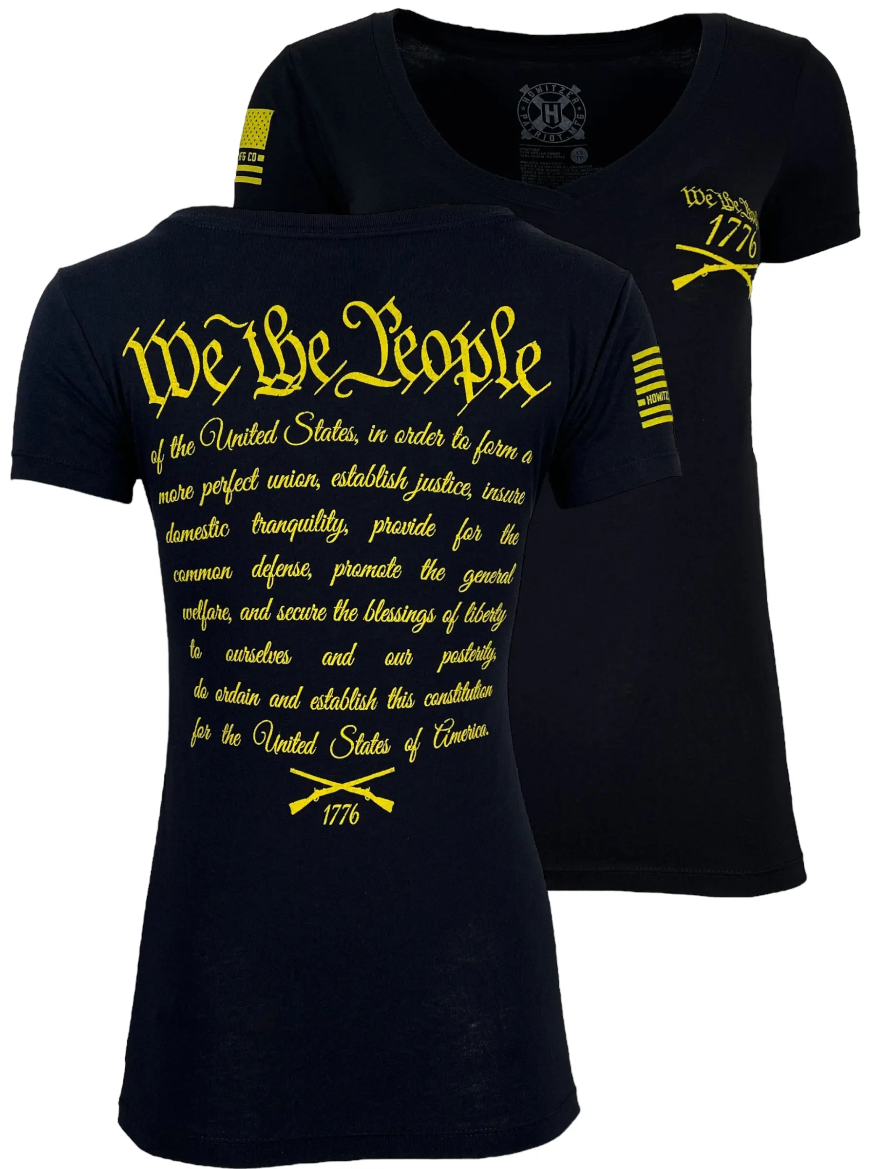 Howitzer Women's "We Will Defend" Patriotic Graphic T-Shirt, Slim-Fit Crew Neck in Ultra-Soft 100% Cotton