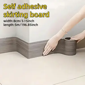 1 Roll of 8cmx5m Self-adhesive PVC Door Frame Edges Tape, Self-adhesive Wood Grain Repair Sticker, Imitation Wood Grain Repair Strip, Wood Grain Texture Design, Easy To Install Skirting Board and Wall Decoration, Very Suitable for Home Decoration