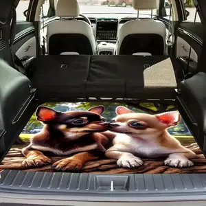 1pc Adorable Chihuahua Pattern Car Trunk Mat - Non-Slip, Durable Polyester Pet-Themed Cargo Liner with Vibrant Dog Design for Secure Storage, Trunk Liner Mat