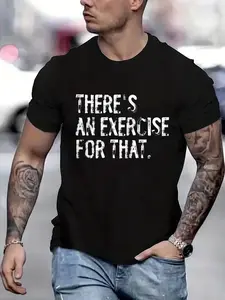 100% cotton There's An Exercise For That Physical Therapy Therapist Printed T-shirt, Short-sleeved Crew Neck Casual Top, Suitable For All Seasons, Men's Wear
