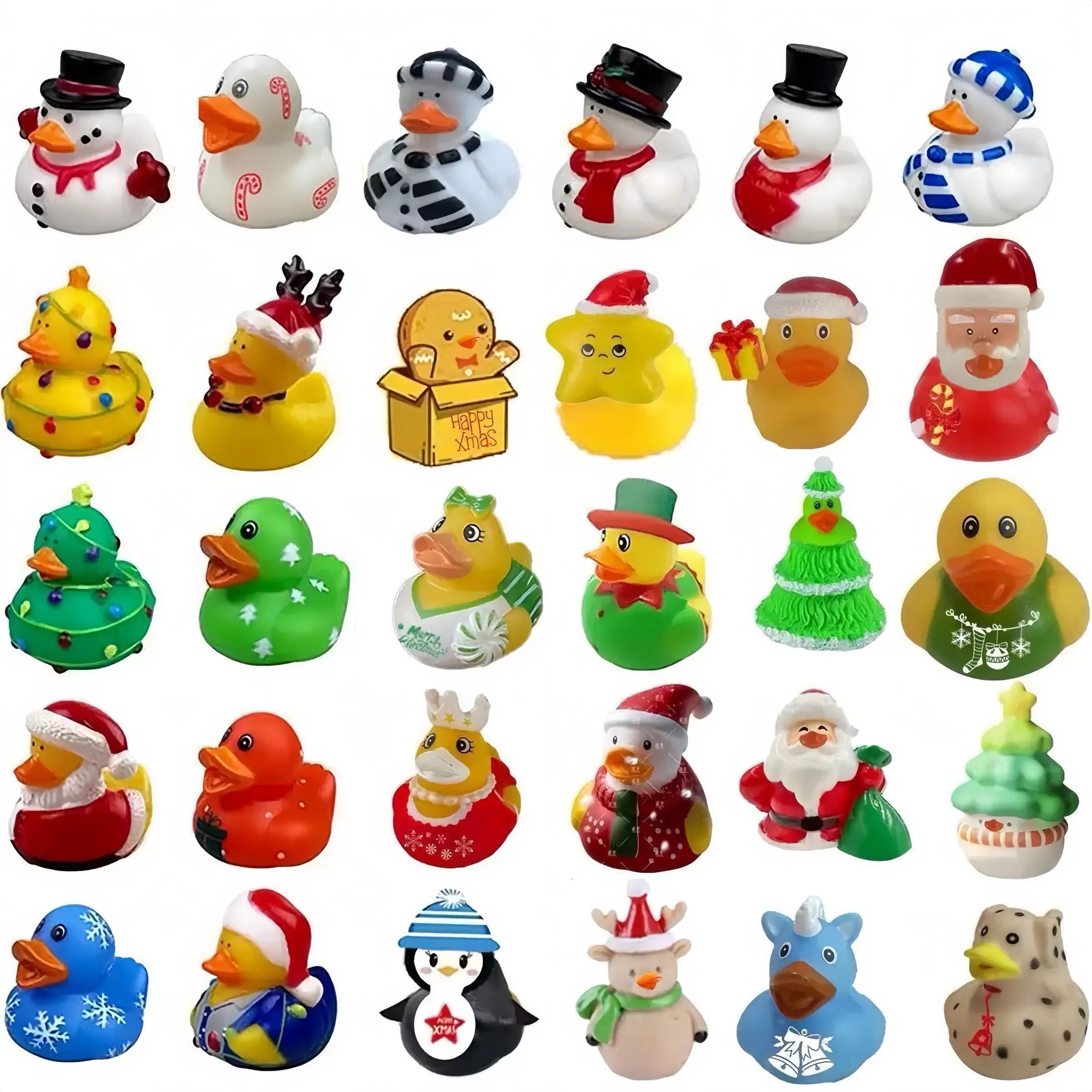 20pcs New Cute Christmas Duck Bath Toys, Kids Bathroom Water Play Figures, Random Assortment, Perfect Gift for Children