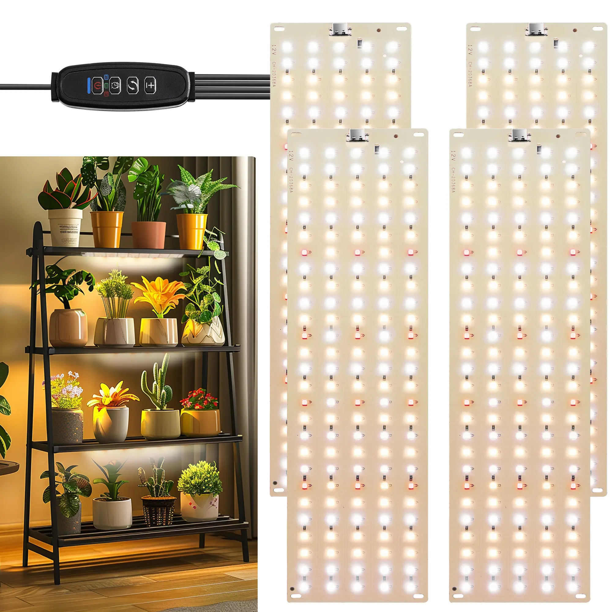 IPOW 4 Upgraded 540 LED Full Spectrum Indoor Plant Grow Light with 10 Dimmable Levels and 3 Light Modes, Indoor Plant Grow Light with Auto On/Off Timer 3/9/12, Plants Grow Fast, Grow Light Gets Sunlight During , Indoor Light. grow lights for plants