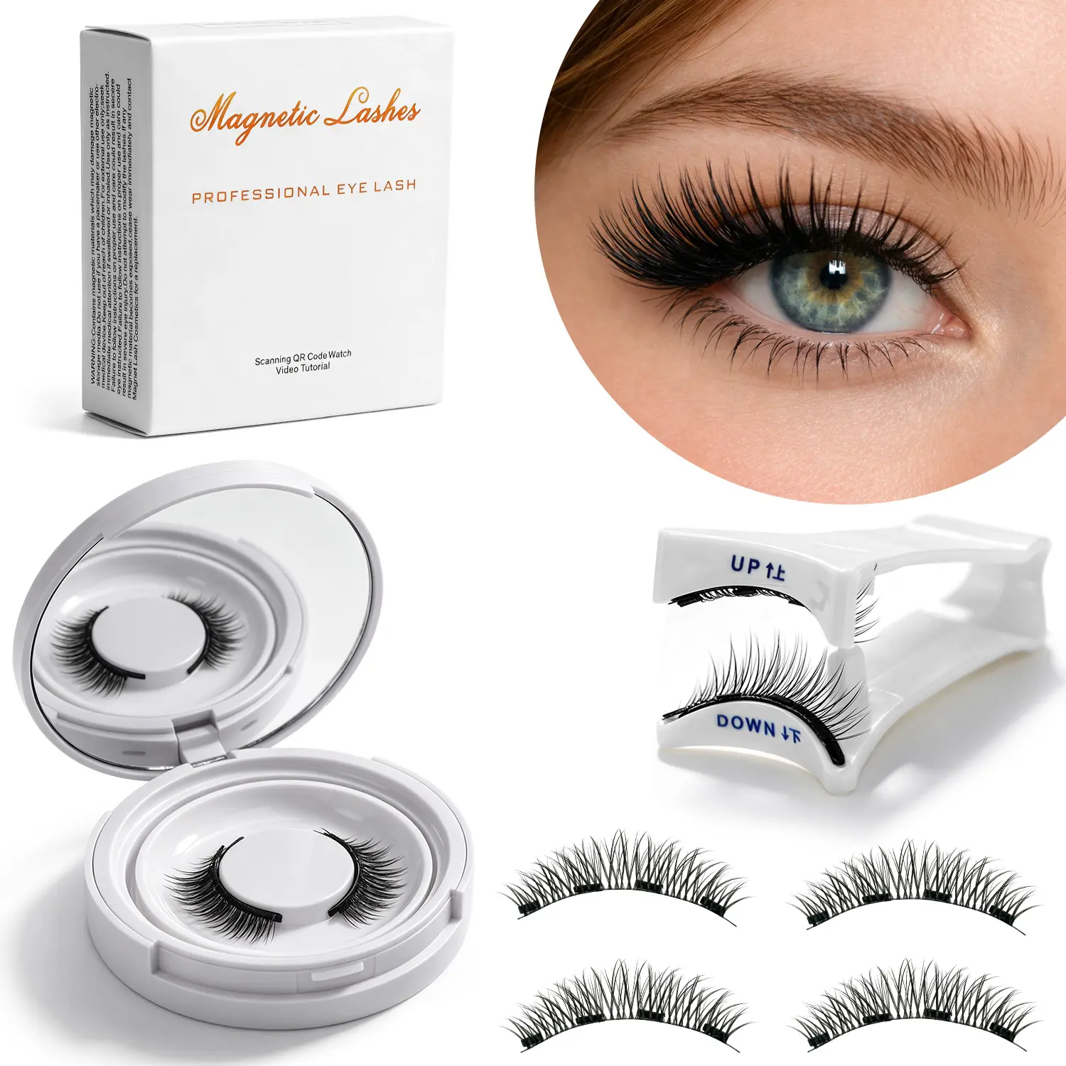 Magnetic Eyelashes with Applicator, Reusable Glue-Free False Lashes Natural Look, Magnetic Lashes for Women Beginners