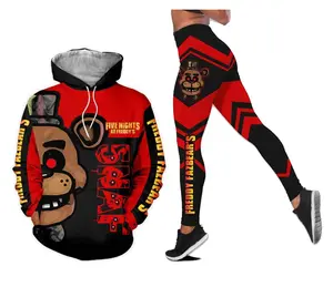 Five Nights at Freddy’s Hoodie and Leggings Set – I Survived FNAF 3D Printed Outfit, Scary Horror Game Fan Clothing